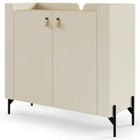KOMMODE Sorella mit 2 Türen, 100 cm, für Jugendzimmer, Macadamia + Eiche Mavelie - Eichefarben/Beige, Leder/Holzwerkstoff (100/95/42cm) - Beautysofa
