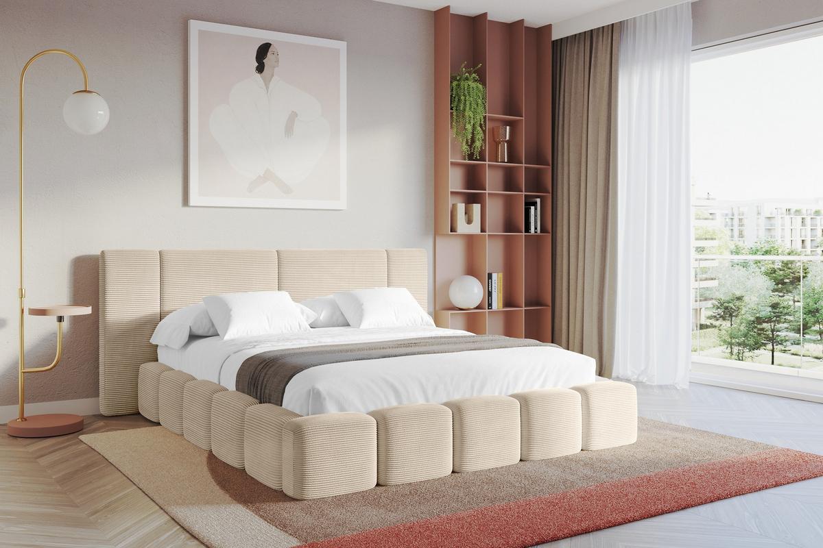 POLSTERBETT mit Bettkasten und Lattenrost, Bett mit Matratze H3/H4 - NILO 120x200 Beige - Creme, Holzwerkstoff/Textil (120/200cm) - ALTDECOR