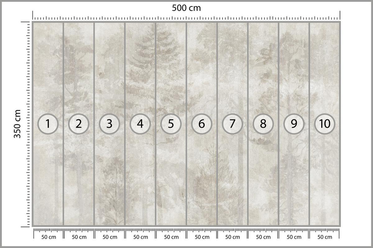 FOTOTAPETE für Wohnzimmer Boho Abstraktion Wald Bäume Beton Vintage 500x350 - Beige, Papier (500/350cm) - Muralo