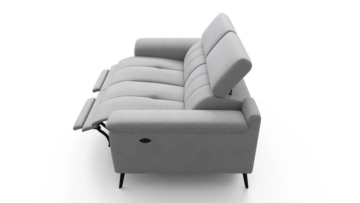 RELAXSOFA FIERO 2-Sitzer mit 2 Relaxfunktionen, silberfarben - Silberfarben/Schwarz, Holzwerkstoff/Textil (170/82/103cm) - Wozimo