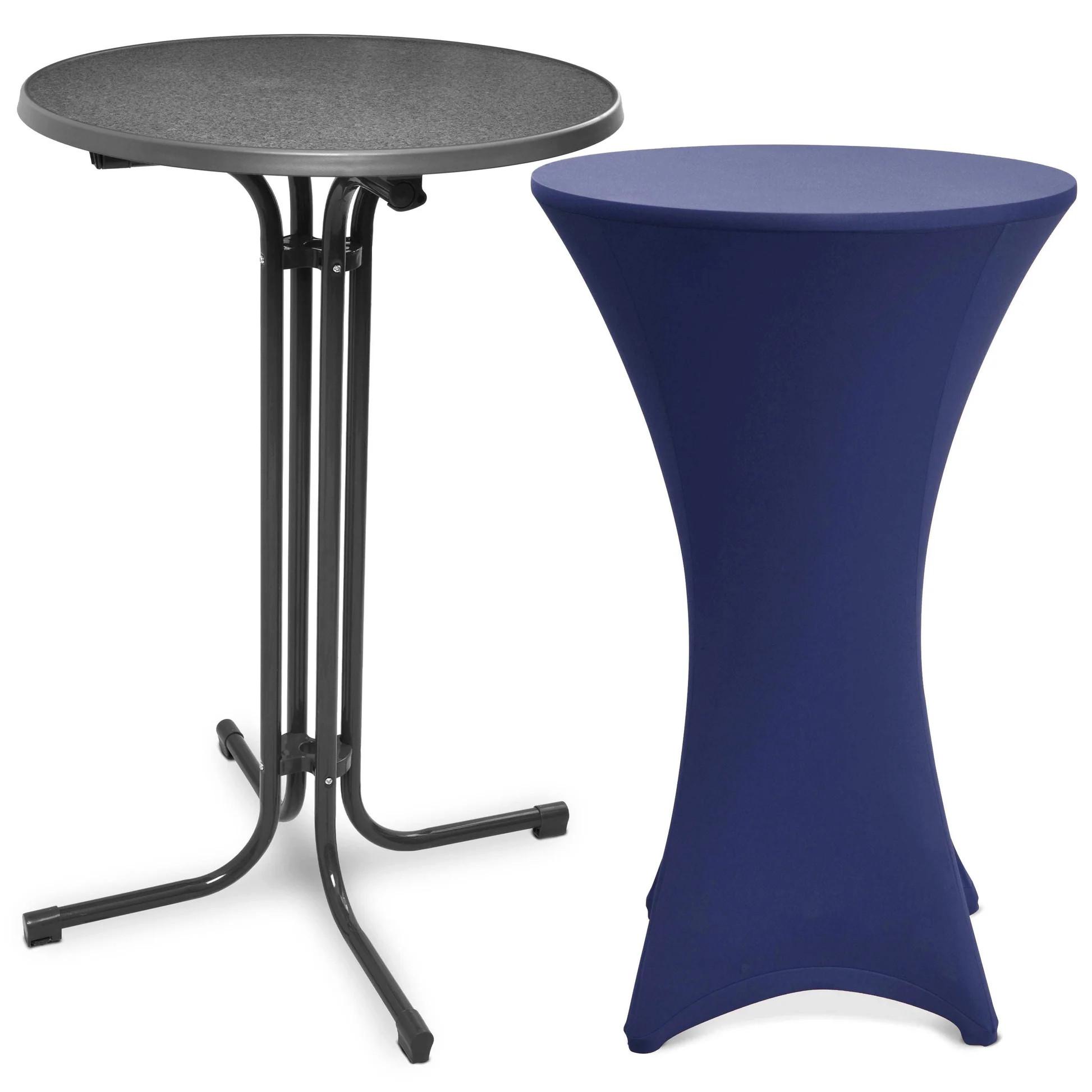 STEHTISCH Bellini Ø 70cm Grau mit Stella Stehtischhusse Ø 70cm Blau - Blau, Metall (70/70/110cm) - Beautissu 
