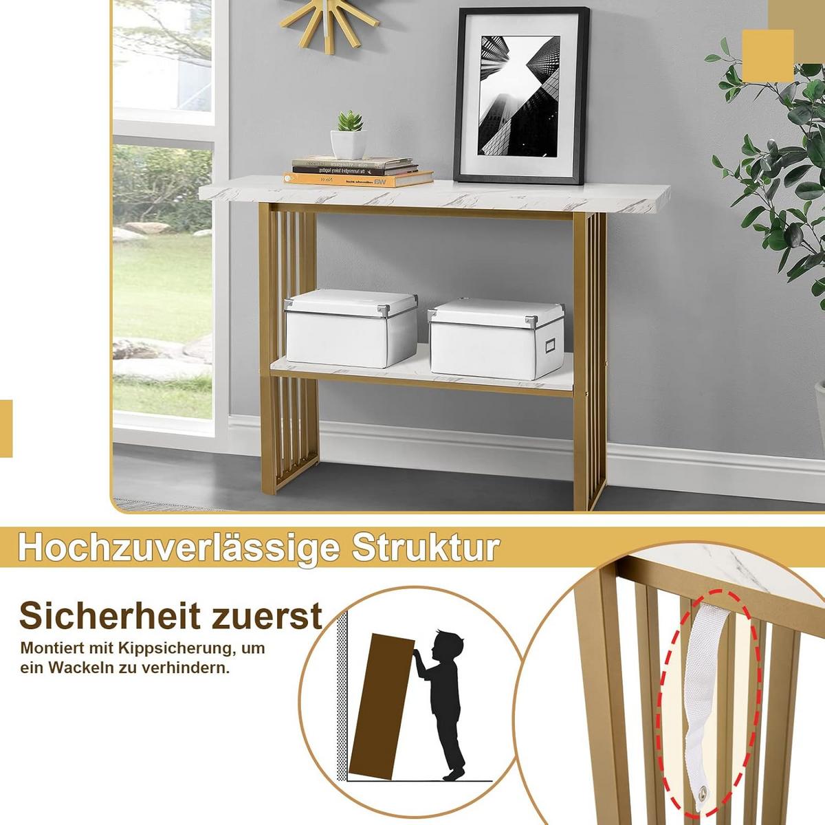 KONSOLENTISCH 93cm Weiß - Weiß, Holz (30/120/93cm) - COSTWAY