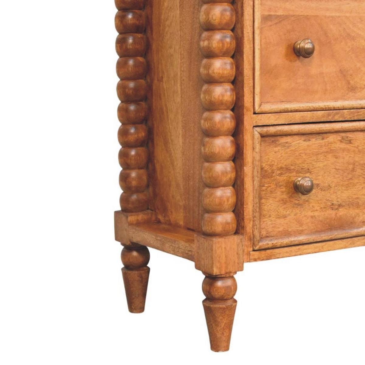 KOMMODE Spindel, 3 Schubladen, Hellbraun - Hellbraun/Messingfarben, Holz/Metall (80/80/35cm) - Artisan Furniture