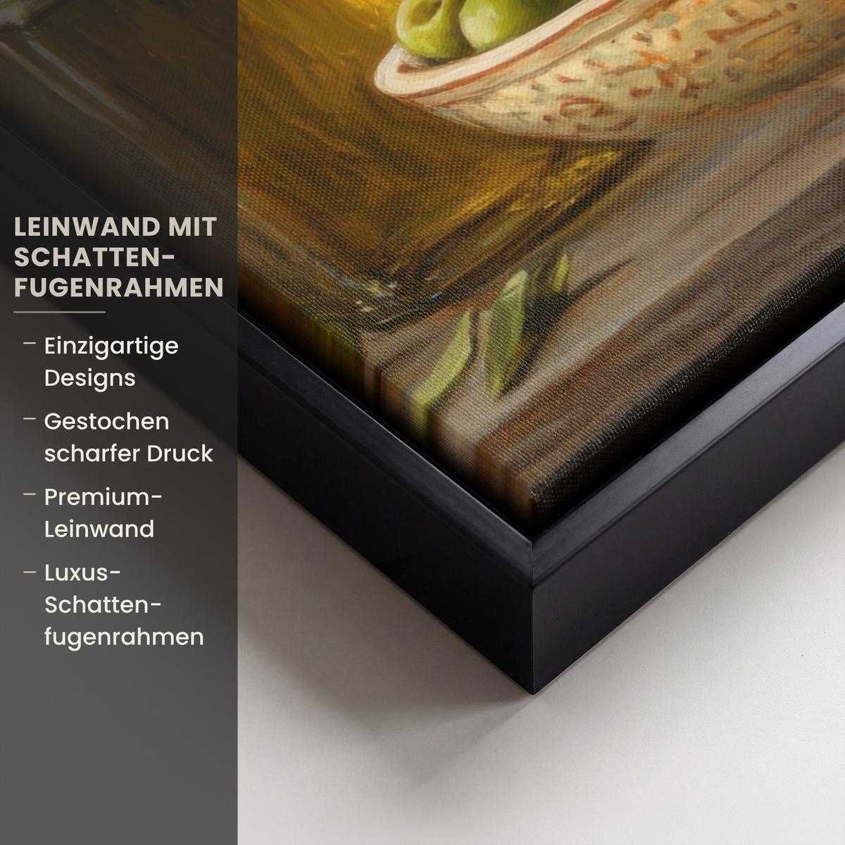 LEINWAND Bilder mit Rahmen - Oliven - Stilleben - Vintage - 30x40 - Olivgrün, Textil (30/40cm) - MuchoWow