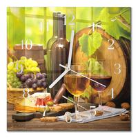 WANDUHR aus Glas 30x30 cm - Trauben für Wein - Multicolor, Glas (30/30/0.4cm) - TULUP
