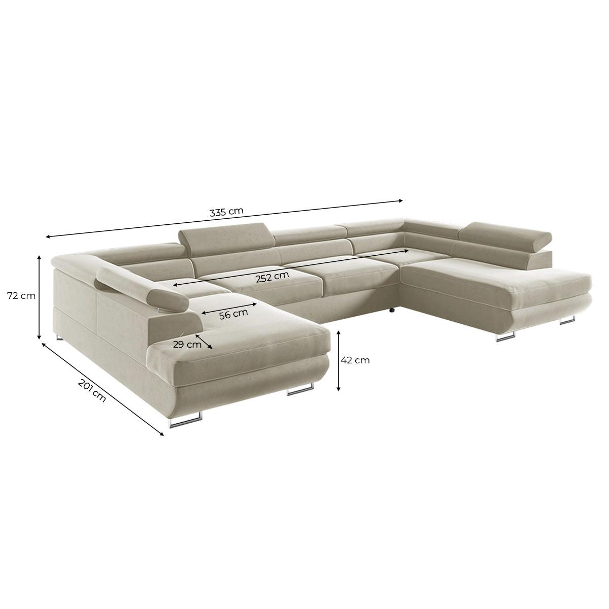 PANORAMASOFA Lyam 5 Sitzplätze Beige - Beige, Textil (335/72/201cm) - Petits-meubles
