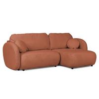 ECKSOFA Candy mit Schlaffunktion Terrakotta Bouclé-Stoff - Ottomane rechts - Rostfarben/Terracotta, Holz/Kunststoff (146/230cm) - S-Style Möbel