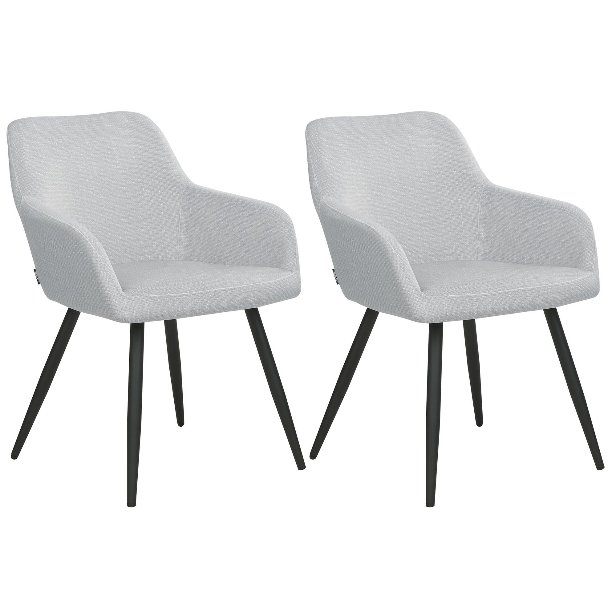 ESSZIMMERSTUHL 2er-Set Samt hellgrau Casmalia - Grau, Textil (59/78/62cm) - Beliani