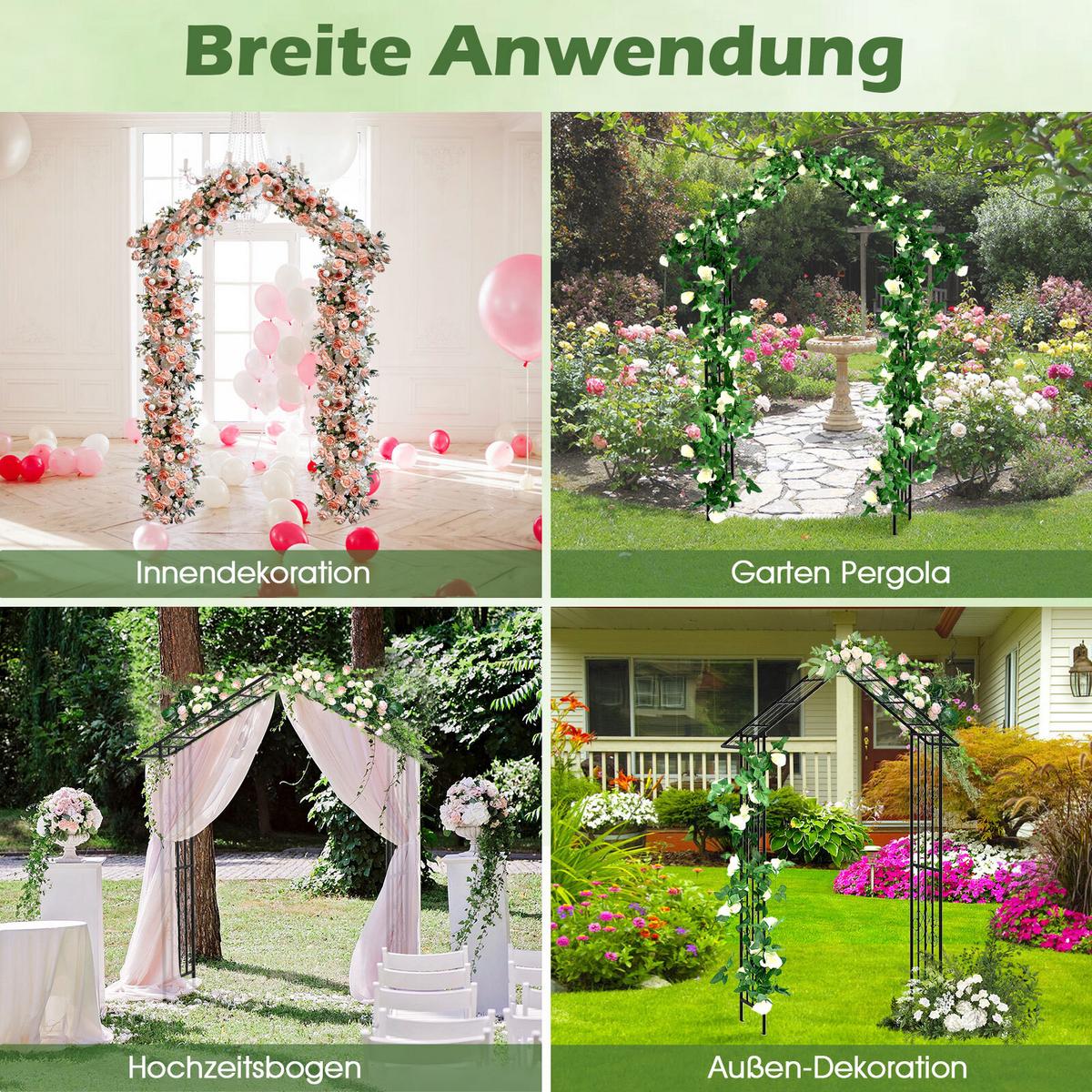 GARTENBOGEN Schwarz - Schwarz, Metall (140/223/40cm) - COSTWAY