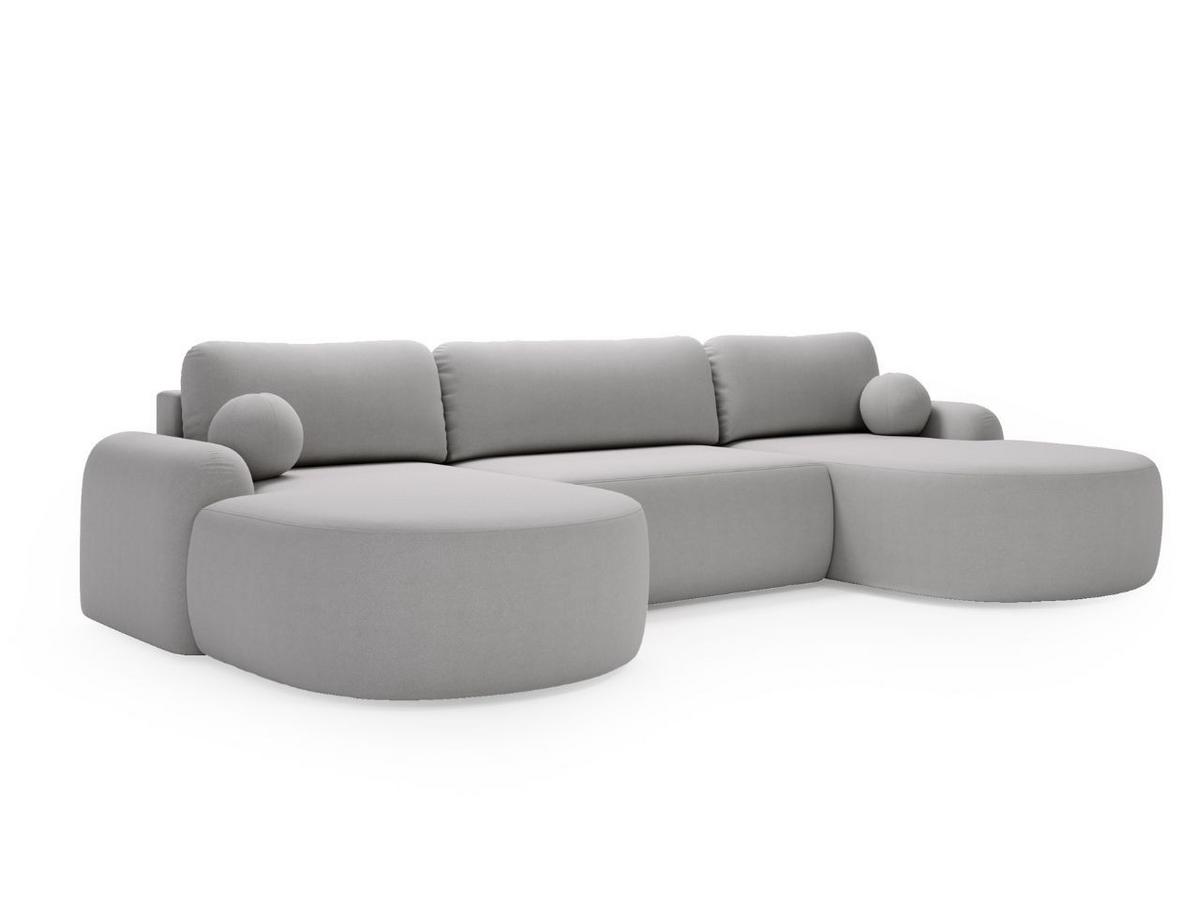 ECKSOFA Aurio U Bouclé-Stoff Grau - Schwarz/Grau, Kunststoff/Textil (347/177cm) - Graingold