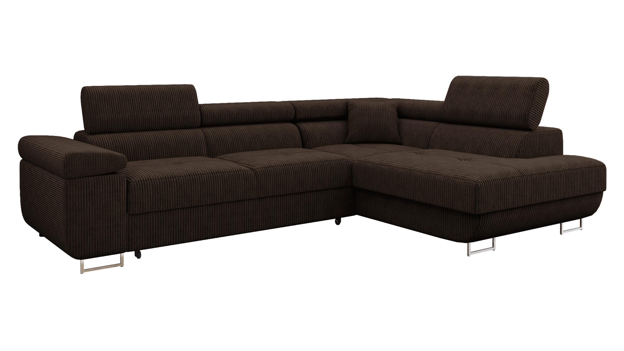 ECKSOFA Torezio Cord, Seite: Rechts - Nussbaumfarben, Holz/Textil (274/203cm) - MIRJAN24