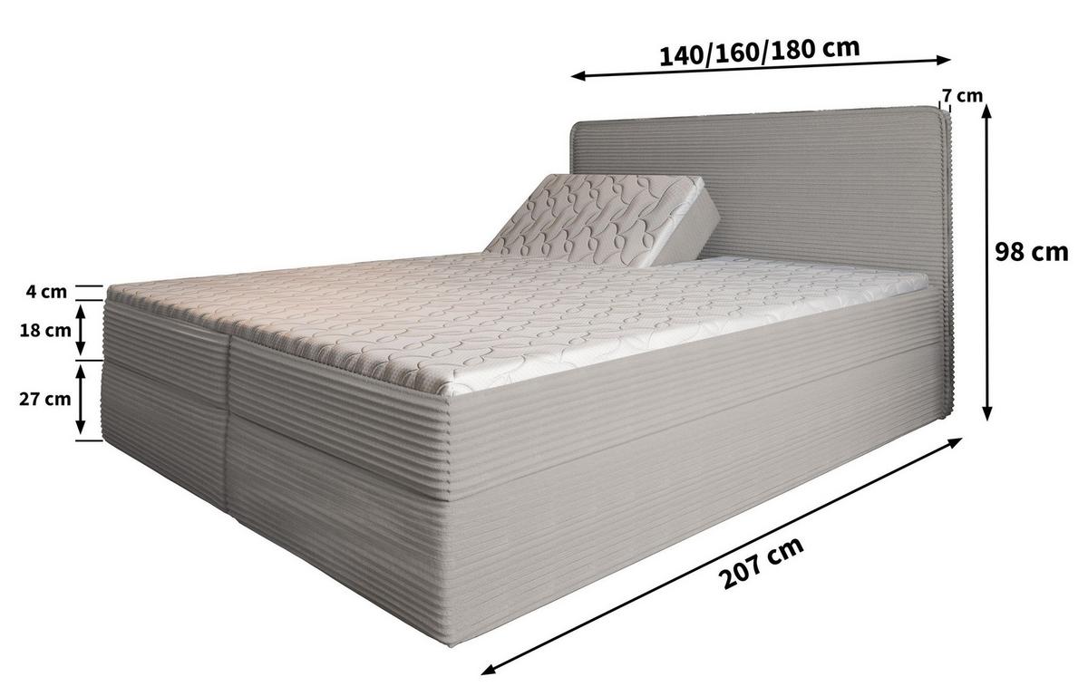 BOXBETT ASTOR 140x200 cm mit Matratze und Topper - Schwarz - Schwarz, Holz (140/200cm) - MASSENO