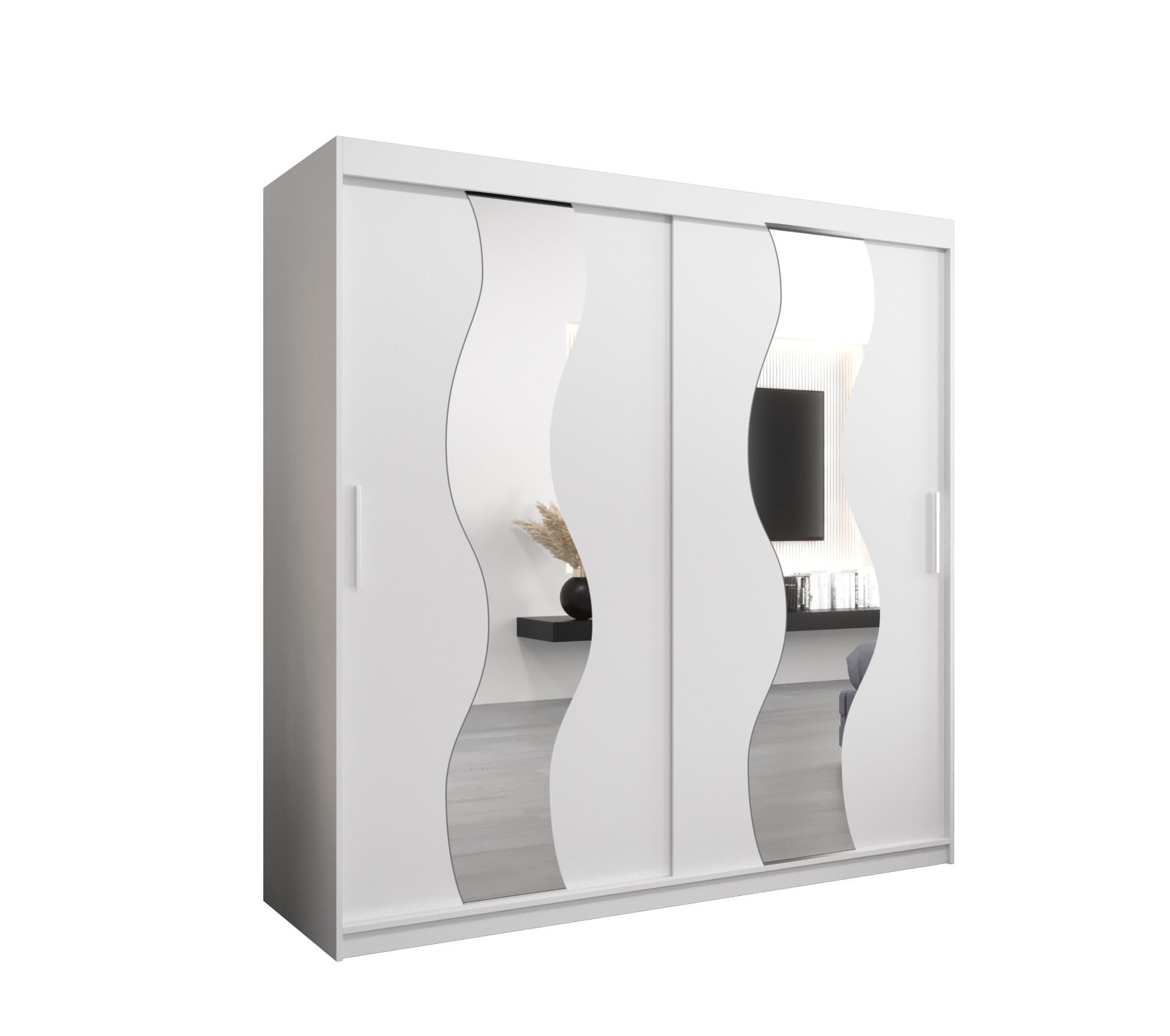 SCHWEBETÜRENSCHRANK 200/200/62 2-türig - Silberfarben/Weiß, Holz/Kunststoff (200/200/62cm) - MÖBEL KRYSPOL
