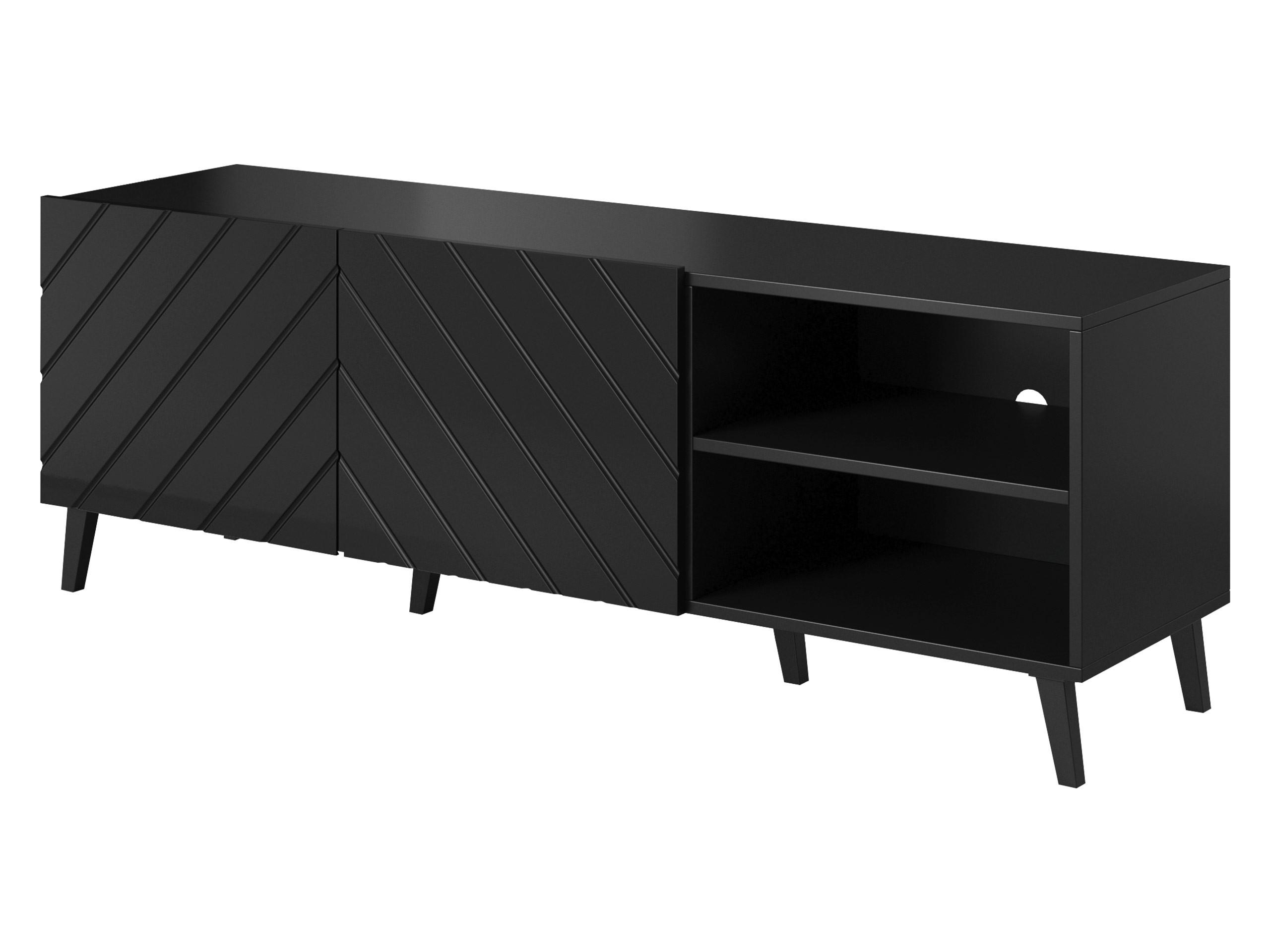 TV-LOWBOARD Abeto 150 - Schwarz Hochglanz/Schwarz, Holzwerkstoff/Kunststoff (150/52/42cm) - MIRJAN24