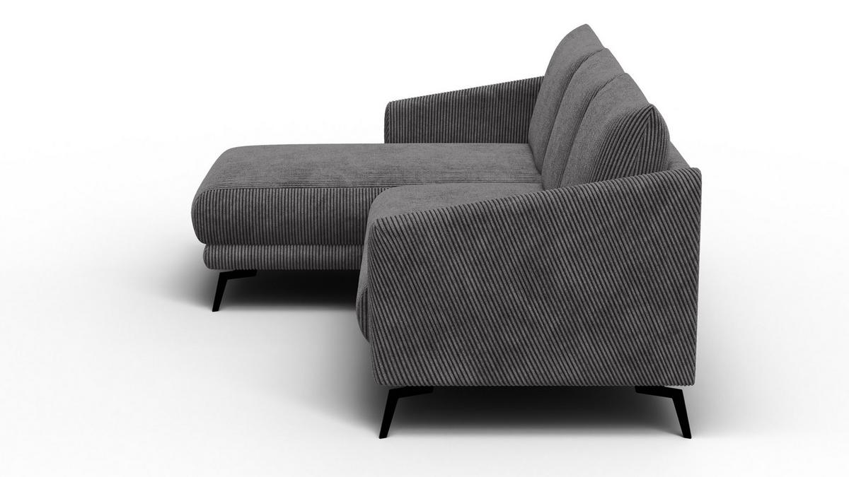 ECKSOFA VILT 3-Sitzer, dunkelgrau - Dunkelgrau/Schwarz, Holzwerkstoff/Textil (221/156cm) - Wozimo