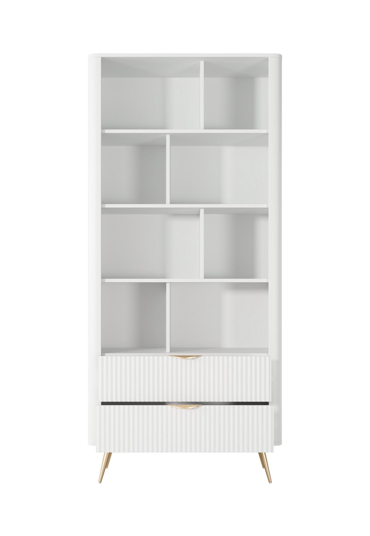 BÜCHERREGAL LANTANA 88,2x38x193,8 cm, Regal Weiß - Weiß, Holzwerkstoff (88.2/193.8/38cm) - MASSENO