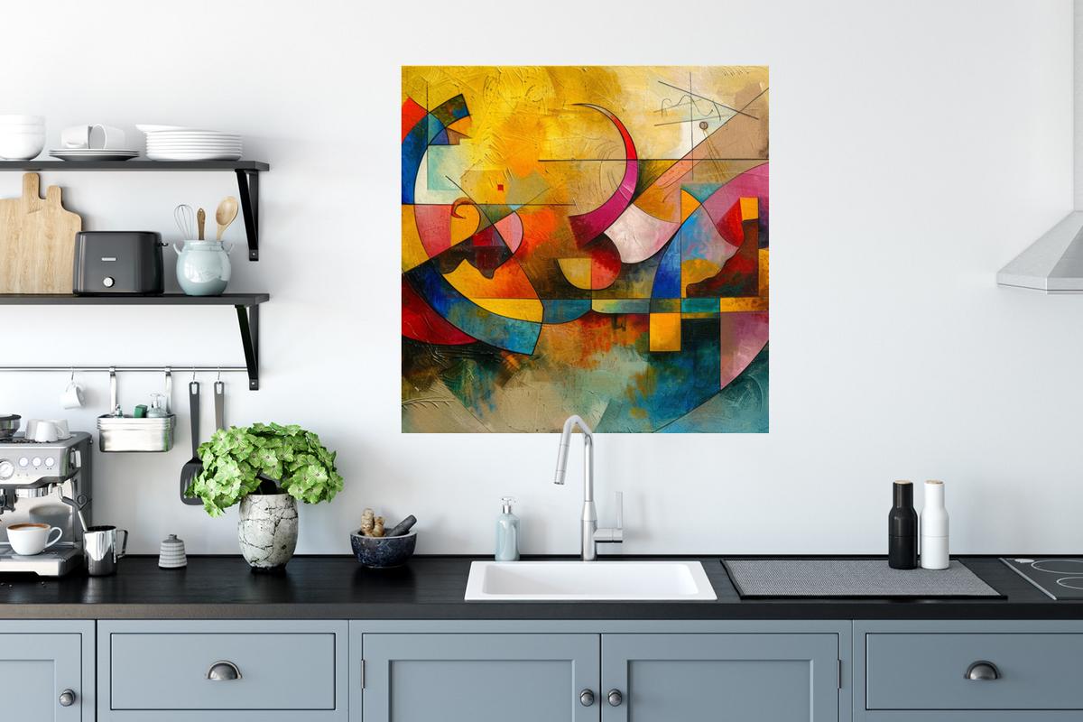 WANDTATTOO Kunst - Abstrakt - Modern Wanddeko 50x50 cm - Gelb, Kunststoff (50/50/0.1cm) - MuchoWow