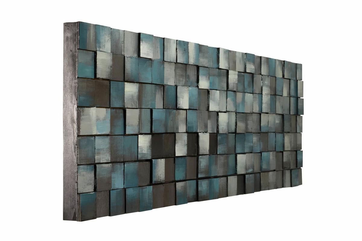 HOLZBILD Blau 144/44 cm - Blau, Holz (7.8/44cm) - KUNSTLOFT