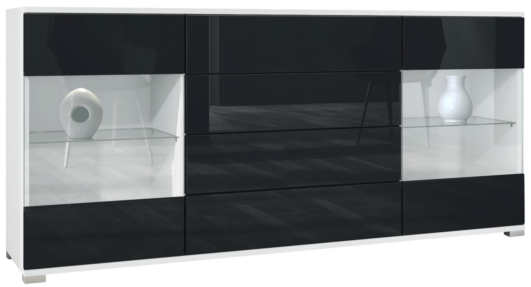 SIDEBOARD Bari Schwarz Hochglanz - Schwarz Hochglanz, Holzwerkstoff (166.5/75.5/35cm) - Vladon