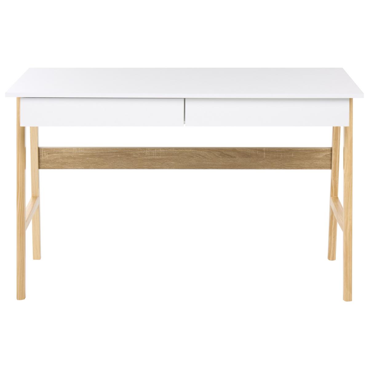 SCHREIBTISCH Hellbraun/Weiß 120/60 cm Theslay - Hellbraun, Holzwerkstoff (60/120/75cm) - Beliani