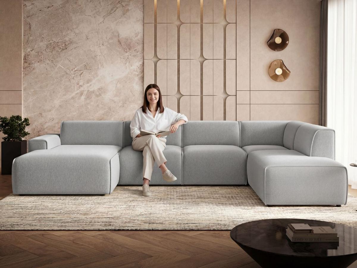 ECKSOFA U Belluno Beige Links - Beige/Schwarz, Holz/Kunststoff (378/220cm) - Graingold