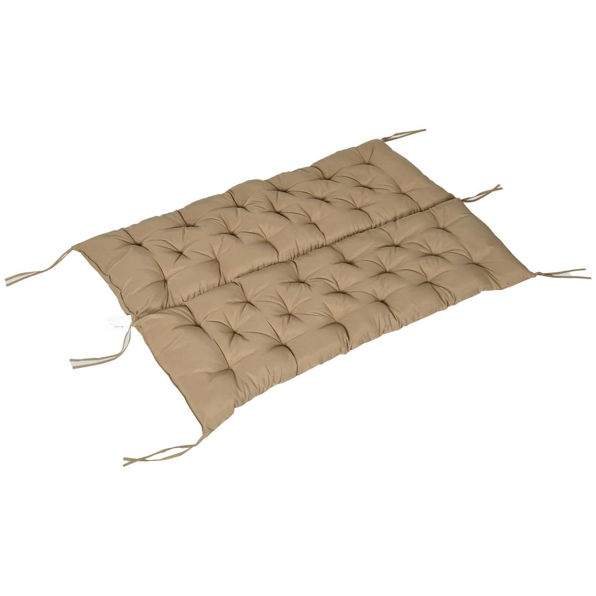 3 Sitzer Bankauflage 150x98x8 cm Bankkissen mit Bändern, Sitzkissen Stuhlkissen - Beige, Kunststoff (98/8/150cm) - Outsunny