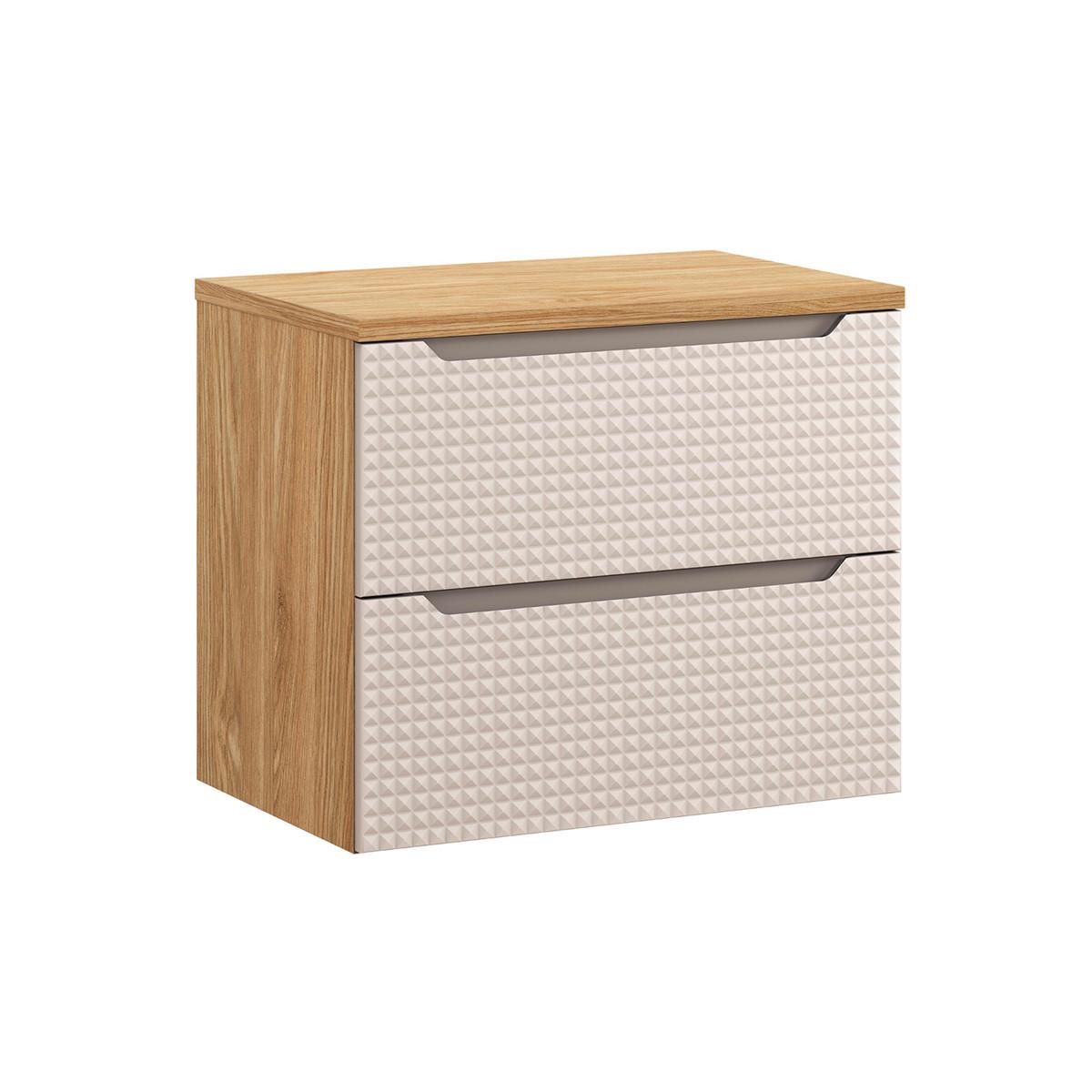 WASCHTISCHUNTERSCHRANK 70cm Mallory Beige und Holz - Braun, Holzwerkstoff (70/59.5/46cm) - Petits-meubles