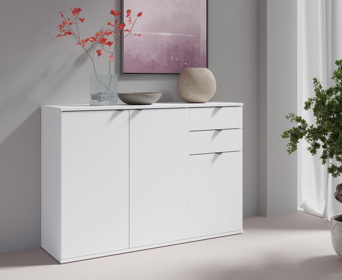 KOMMODE Weiß 120/82,5/35 - Weiß, Holzwerkstoff (120/83/35cm) - RAUMHIRSCH FURNITURE