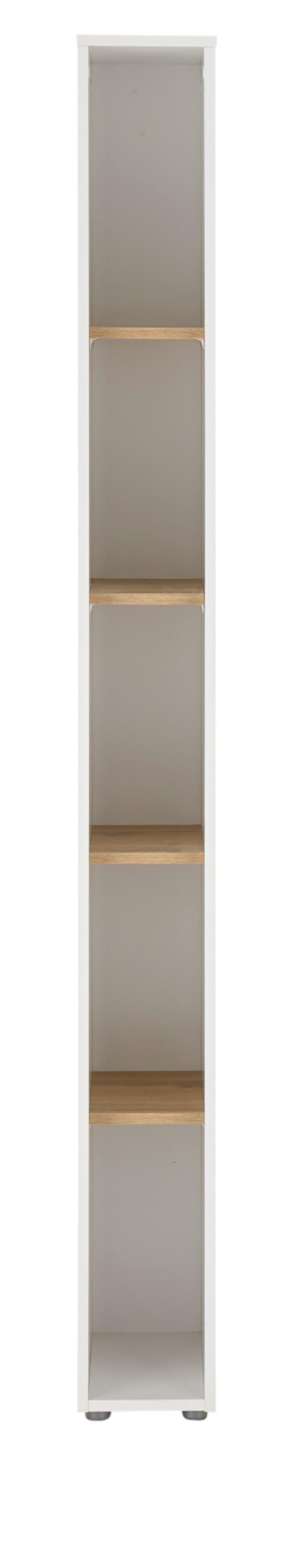 AKTENREGAL Weiß matt, Eiche Wotan 20 x 200 cm, Standregal mit 5 Ordnerhöhen - Eiche Wotan/Silberfarben, Holzwerkstoff/Kunststoff (20/200/40cm) - Furn.Design