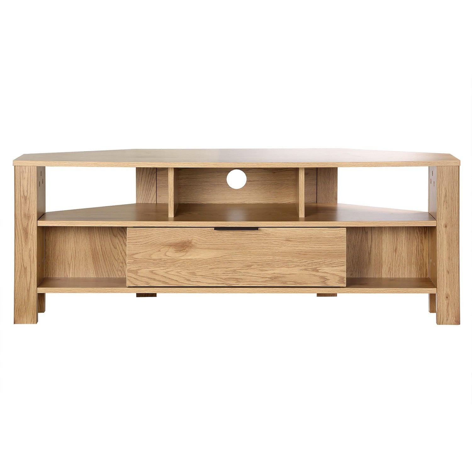 ECK-TV-MÖBEL 1 Schublade Eiche Dekor - L120 cm - Eschefarben, Holzwerkstoff (40/45/43cm) - Calicosy