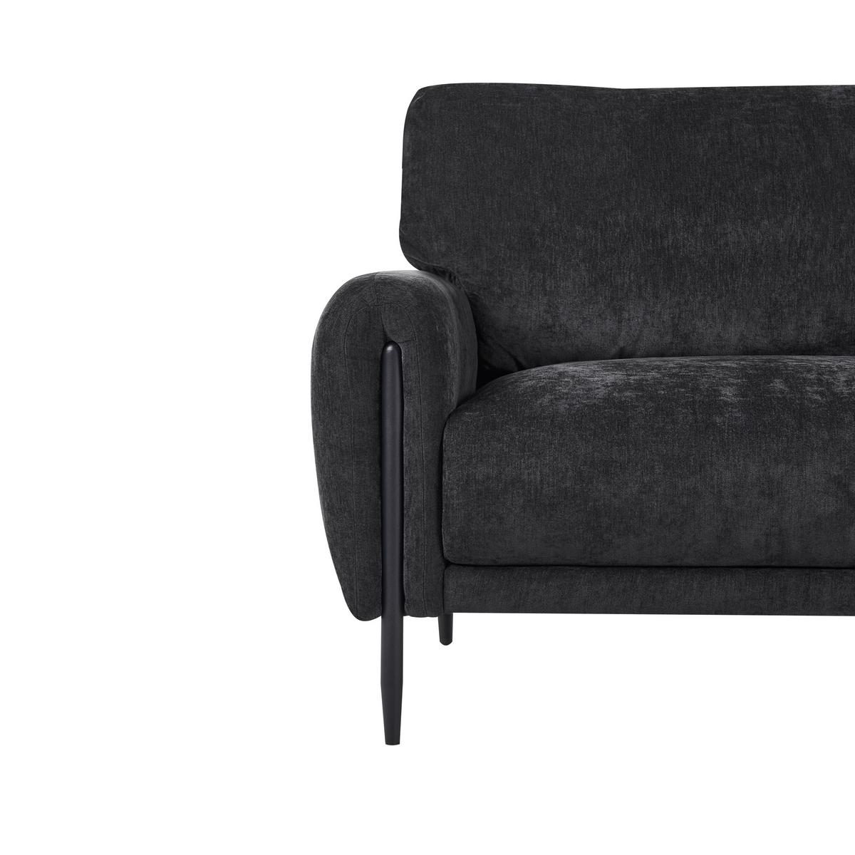 3-SITZER-SOFA Chenillegewebe Schwarz Skaro - Schwarz, Textil (214/87/89cm) - Beliani