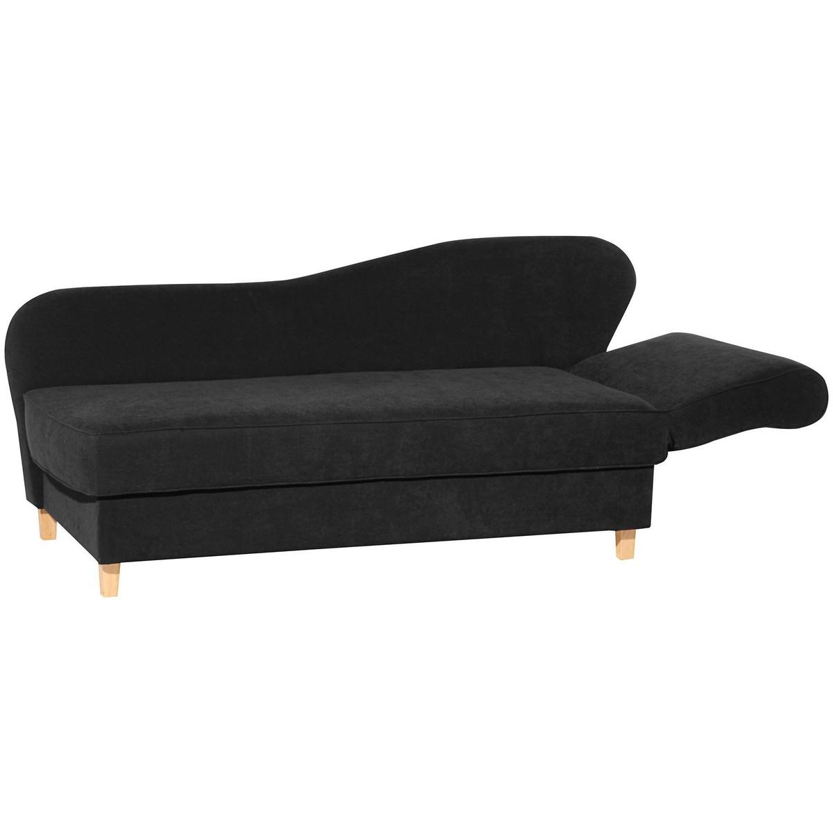 RECAMIERE mit Armteil rechts klappbar Katia Bezug Veloursstoff Buche natur / schwarz - Schwarz, Kunststoff (190/82/88cm) - 58aufmkessel