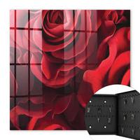 SCHLÜSSELBOX Schwarz 30x30 cm- Türöffnung nach rechts - Rote Rosen - Rot, Metall (30/30/5cm) - TULUP