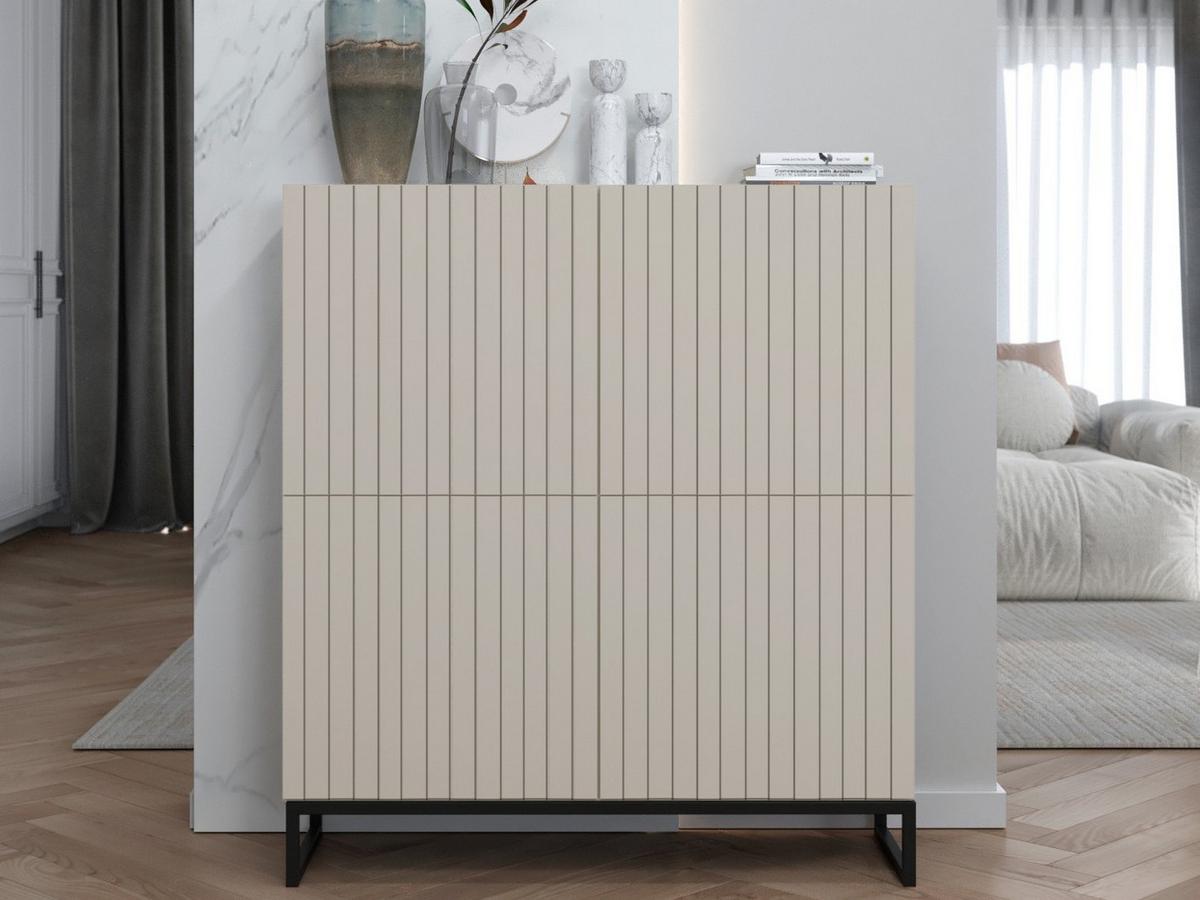 KOMMODE Elpis 4D Kaschmir Matt mit metallrahmen Glamour 112 cm - Kaschmir, Holzwerkstoff (112/126/36.5cm) - Meble Lindner