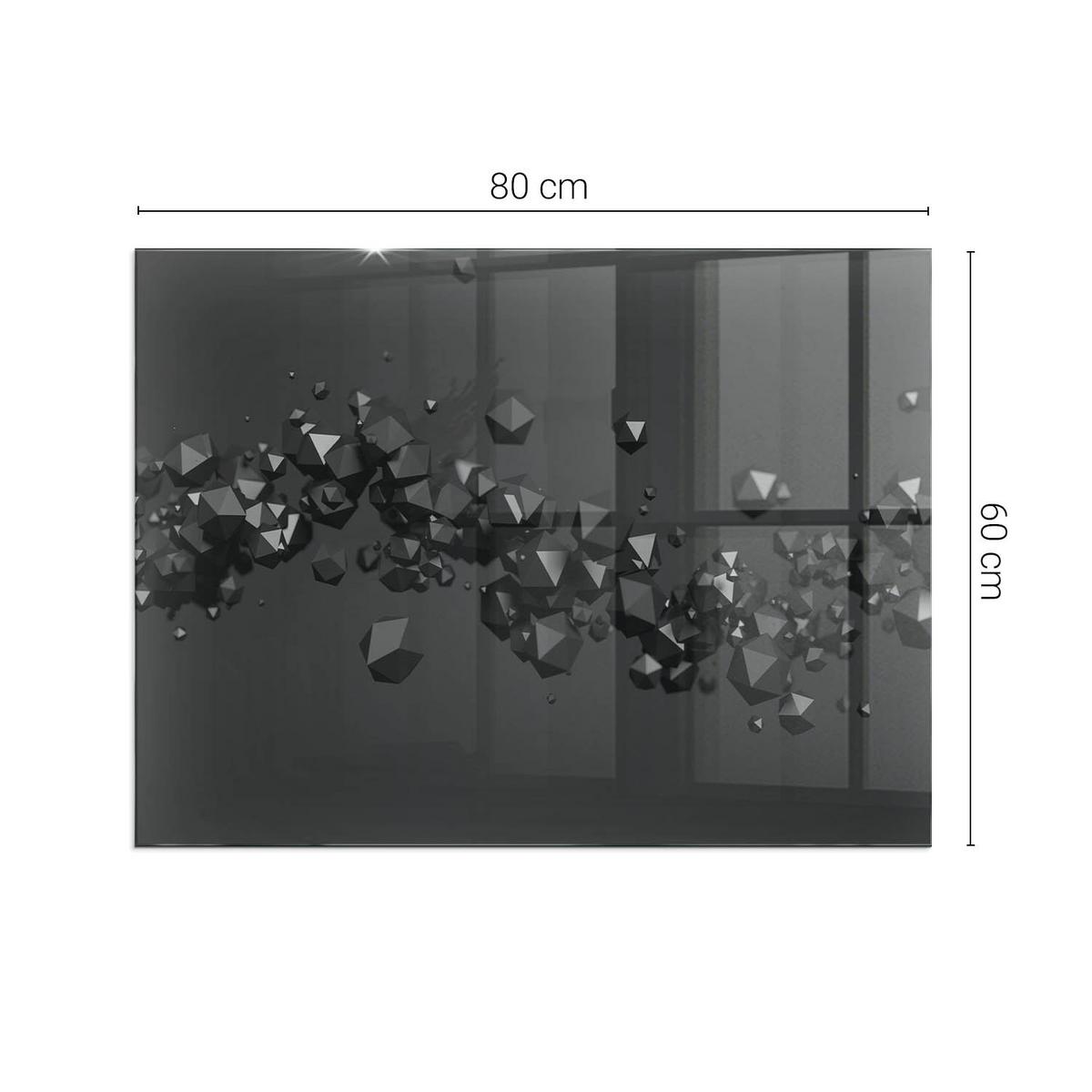 GLASPLATTE für Kamin 80x60 cm - Schwarz, Glas (80/60/0.4cm) - TULUP