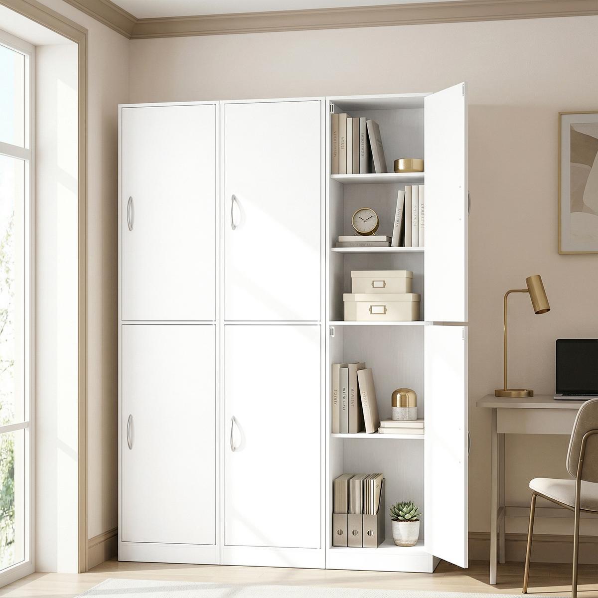 BÜCHERREGAL Spanplatte MDF Weiß - Weiß, Holzwerkstoff/Metall (35/180/40cm) - HOMCOM