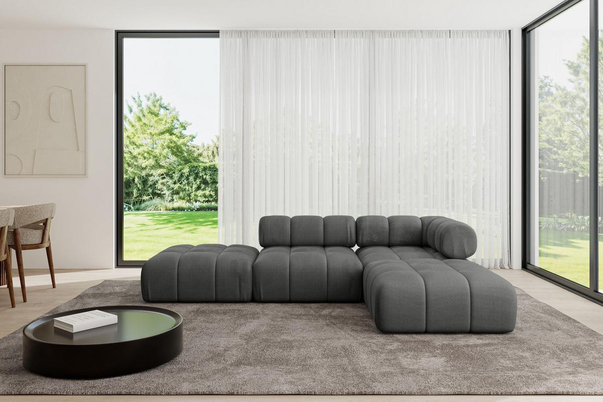 ECKSOFA modulares Sofa Kerru-L1 - 285x190x70 cm Dunkelgrau Velours - Dunkelgrau, Holzwerkstoff/Textil (285/190cm) - ALTDECOR