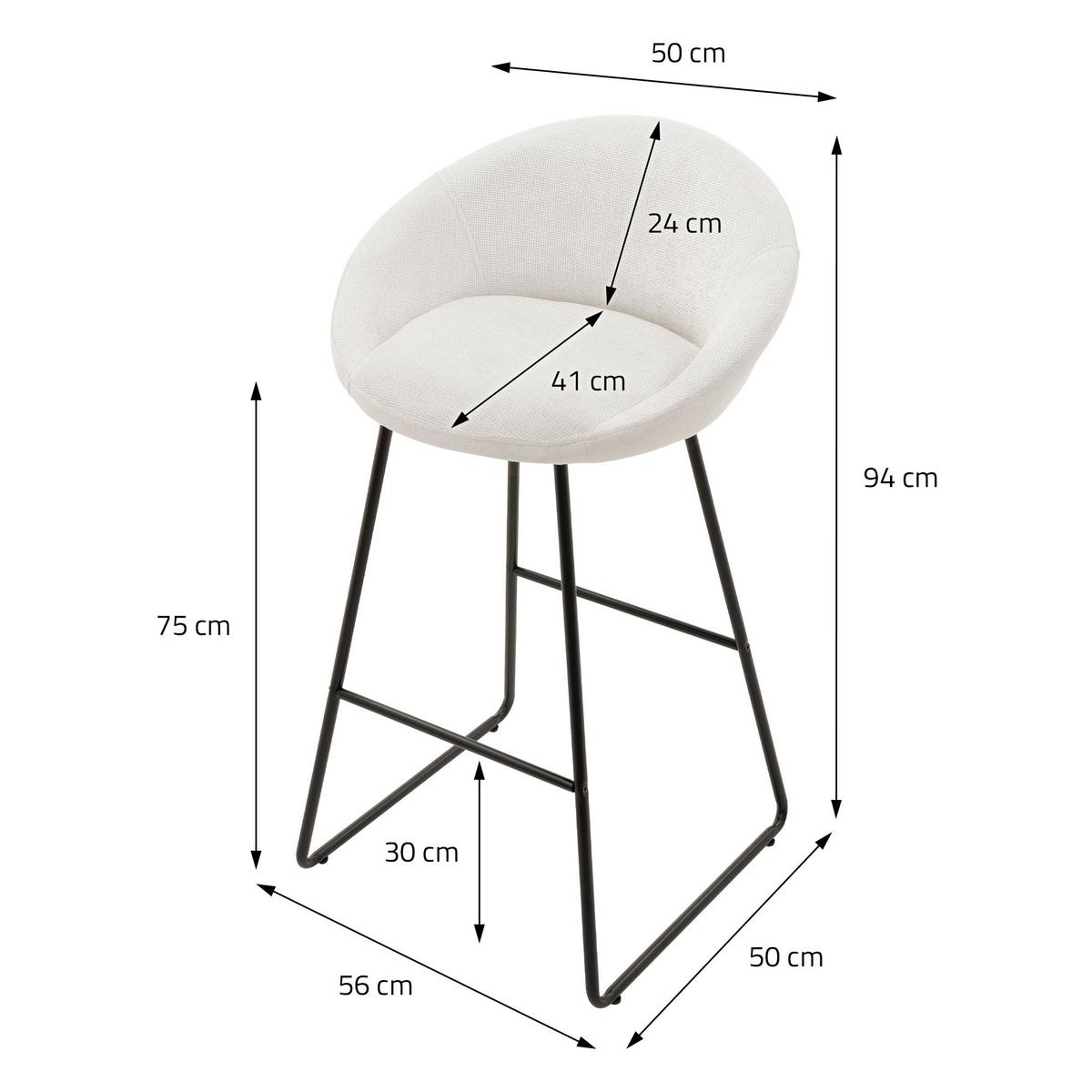 BARHOCKER 4er Set Beige mit Stoffbezug - Beige/Schwarz, Metall (56/94/50cm) - ML-DESIGN