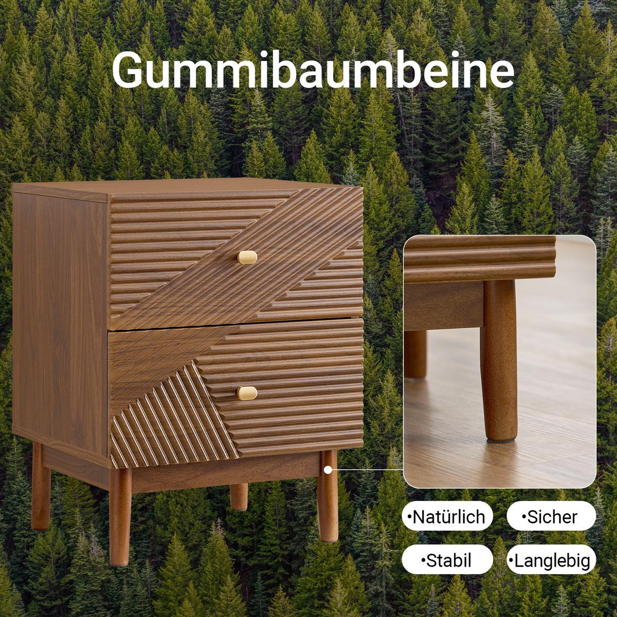 NACHTTISCH mit 2 Schubladen, Natur - Naturfarben, Holzwerkstoff (45/58/40cm) - SoBuy