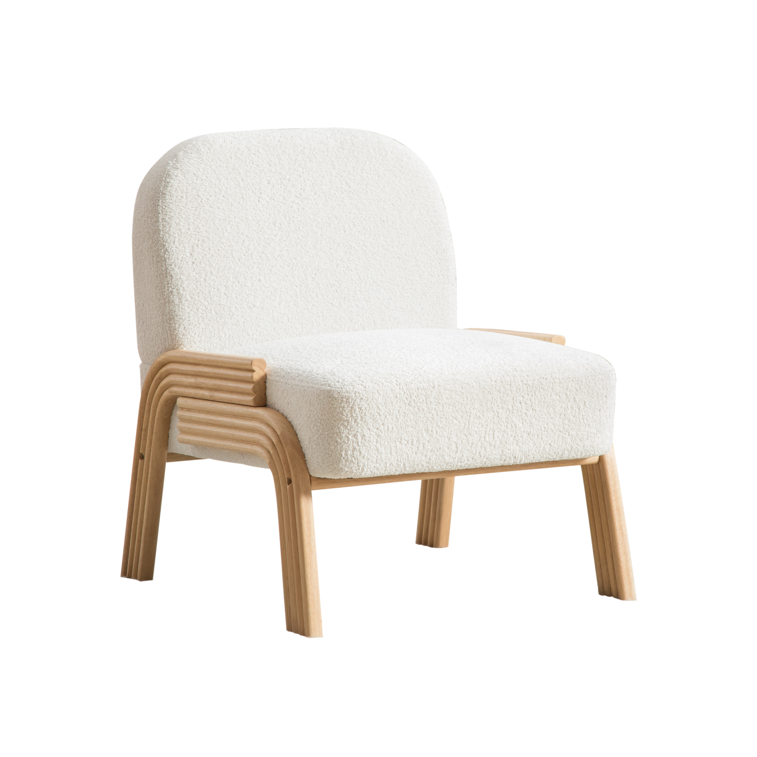 SESSEL aus chenille und massivholz, skandinavisches design und armlos - Creme, Textil (72/78/61cm) - Urban Meuble