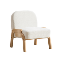 SESSEL aus chenille und massivholz, skandinavisches design und armlos - Creme, Textil (72/78/61cm) - Urban Meuble