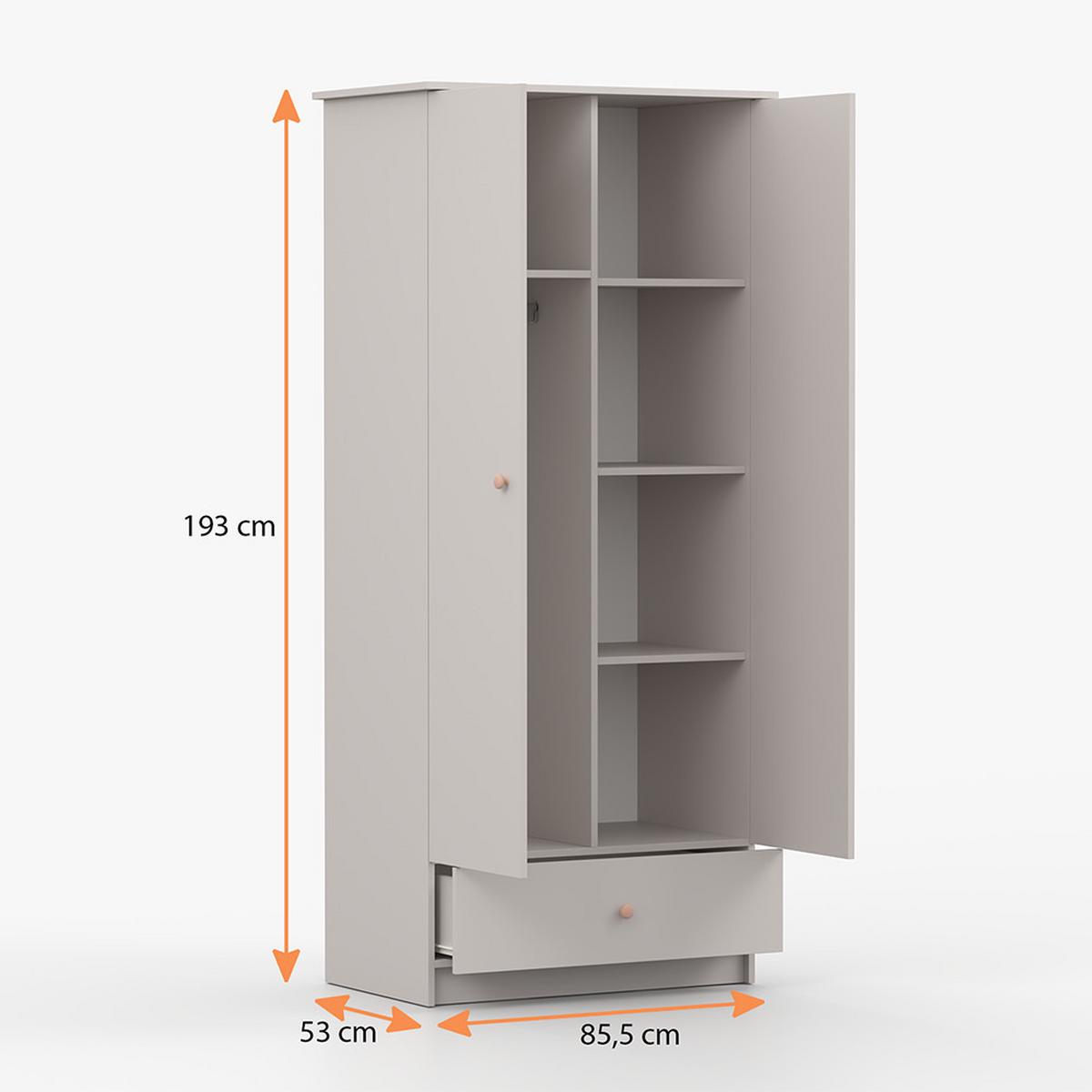 DREHTÜRENSCHRANK 85,5/193/53 cm 2-türig Olaf II Kaschmir + anthrazit Griffe - Kaschmir/Anthrazit, Holzwerkstoff/Metall (85.5/193/53cm) - imoebel24