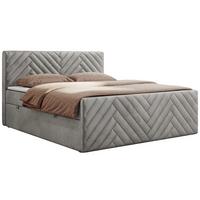 BOXBETT PARIS DUO 120/200 - Hellgrau Velvet - H3 - Hellgrau, Holz/Textil (120/200cm) - MKS
