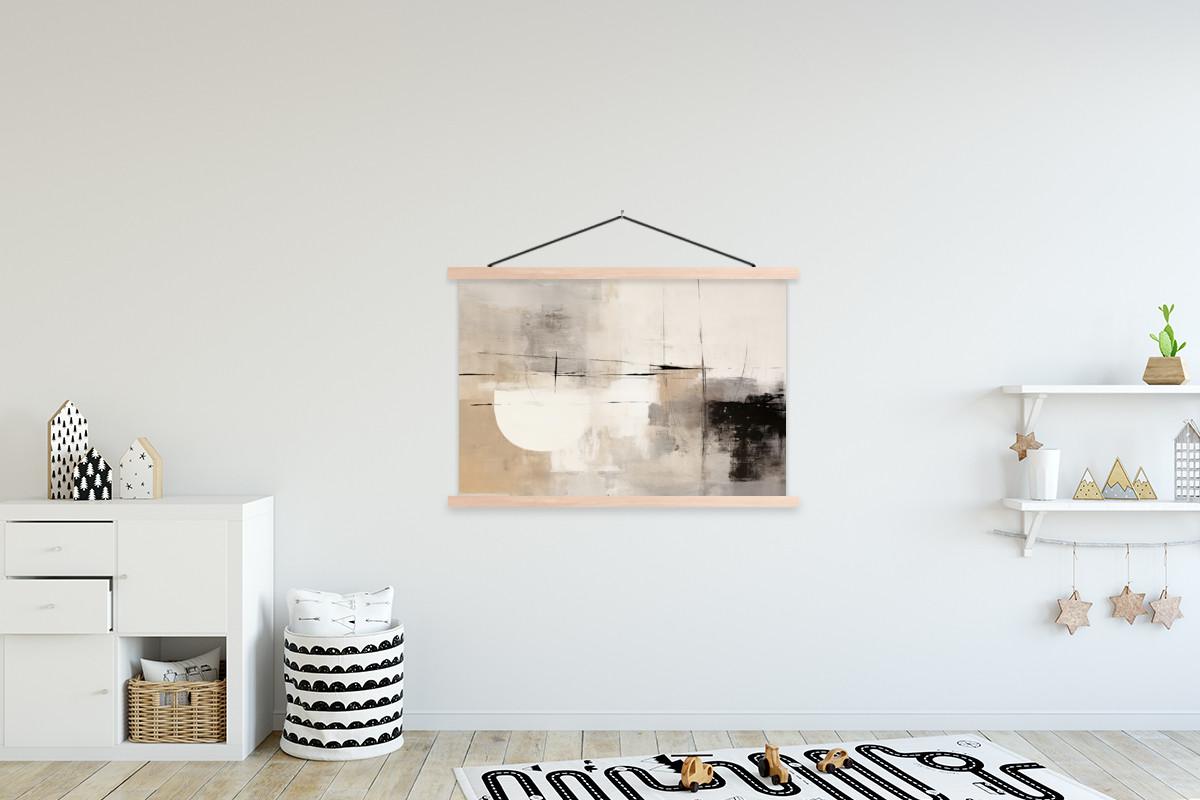 POSTER MIT MAGNETLEISTEN Abstrakt - Kunst - Grau Magnetleiste 120x80 cm - Hellgrau, Textil (120/80/0.15cm) - MuchoWow