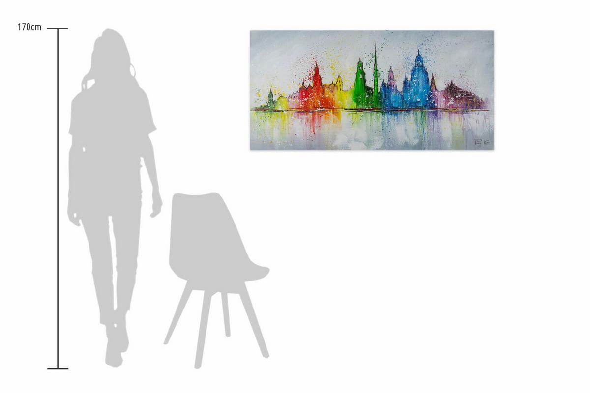 ACRYLBILD HANDGEMALT 120/60 cm - Multicolor/Grau, Holz/Textil (120/60cm) - KUNSTLOFT