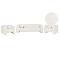 5-SITZER-SOFA SET Bouclé weiß Leiren - Weiß, Textil (83/83/224cm) - Beliani