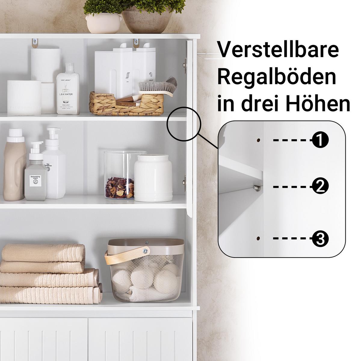 HOCHSCHRANK mit Wäschekörben, MDF (E1), 70x170x37cm, Weiß - Weiß, Holzwerkstoff (70/170/37cm) - SoBuy