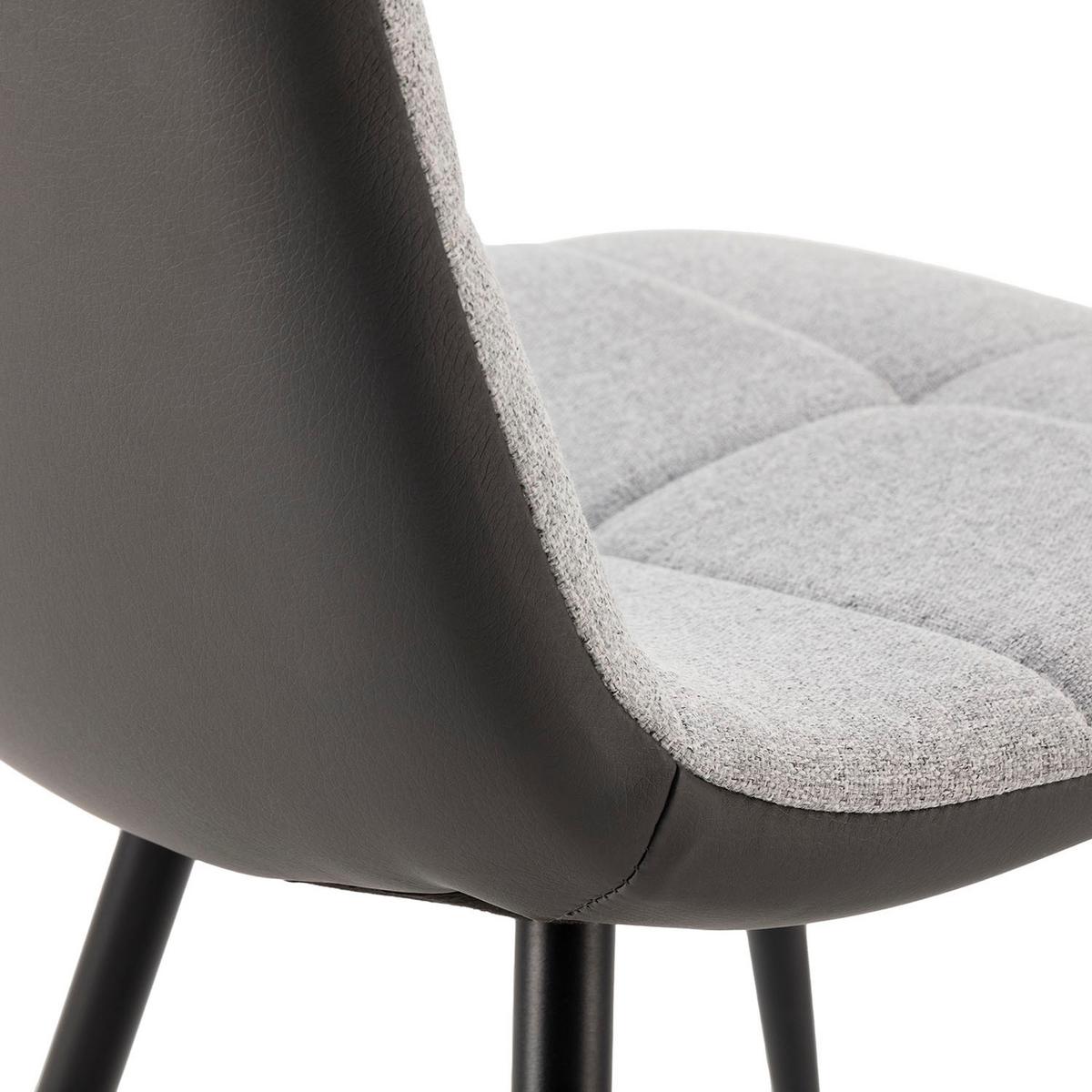 STUHL-SET 2 Prado, grauer Stoff/Kunstleder - Grau, Textil/Metall (54/85/46cm) - VS Venta-stock