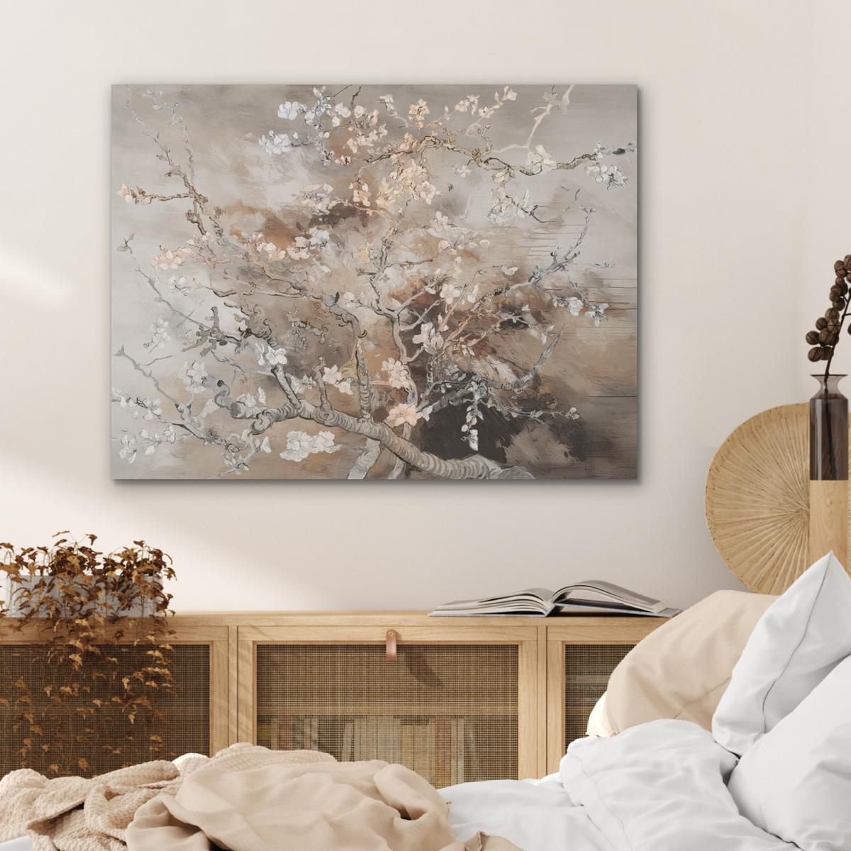 AKUSTIKBILD Mandelblüte - Kunst - Van Gogh - Beige - Abstrakt Gemälde 80x60 cm - Braun, Kunststoff (80/60cm) - MuchoWow