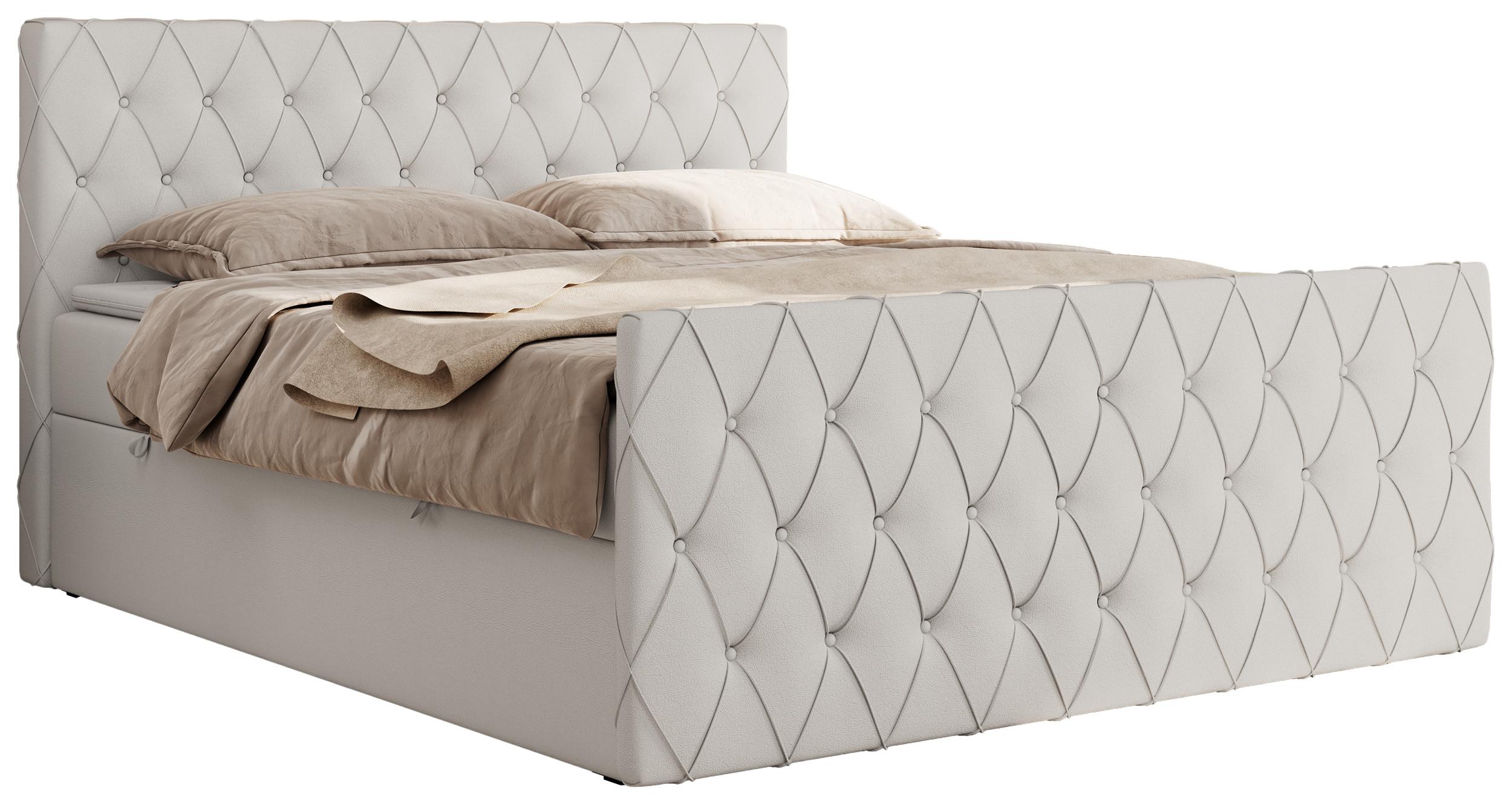 BOXBETT MIREN DUO 140/200 - Weiß Kunstleder - H3 - Weiß, Holz/Textil (140/200cm) - MKS